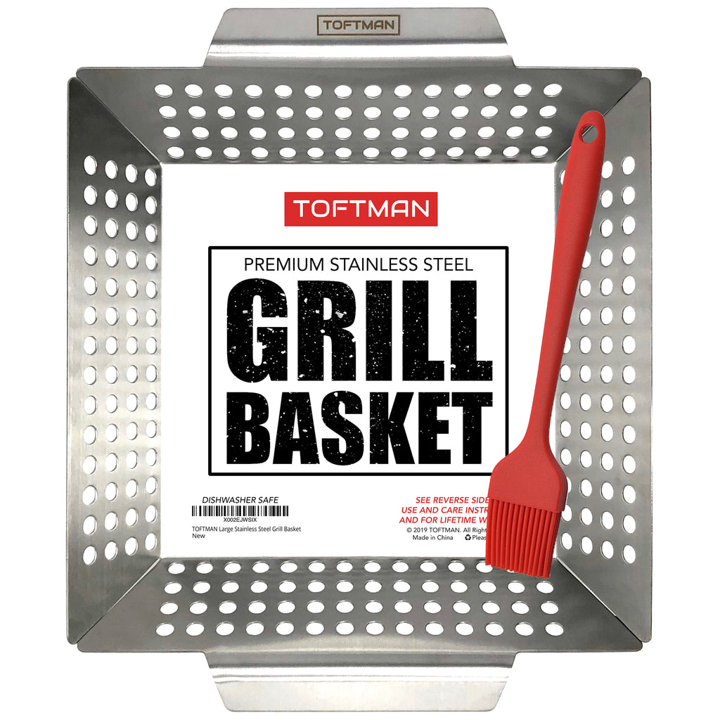 Grill Basket, Fish Grill Basket, Rustproof Stainless Steel BBQ