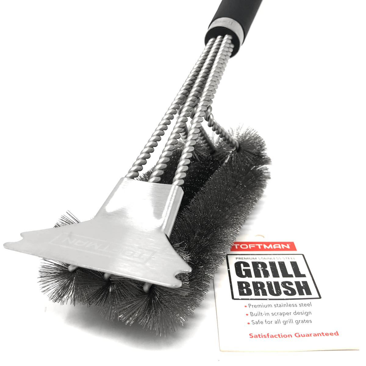 Grill Brush and Scraper - Extra Long Nonslip Handle — TOFTMAN